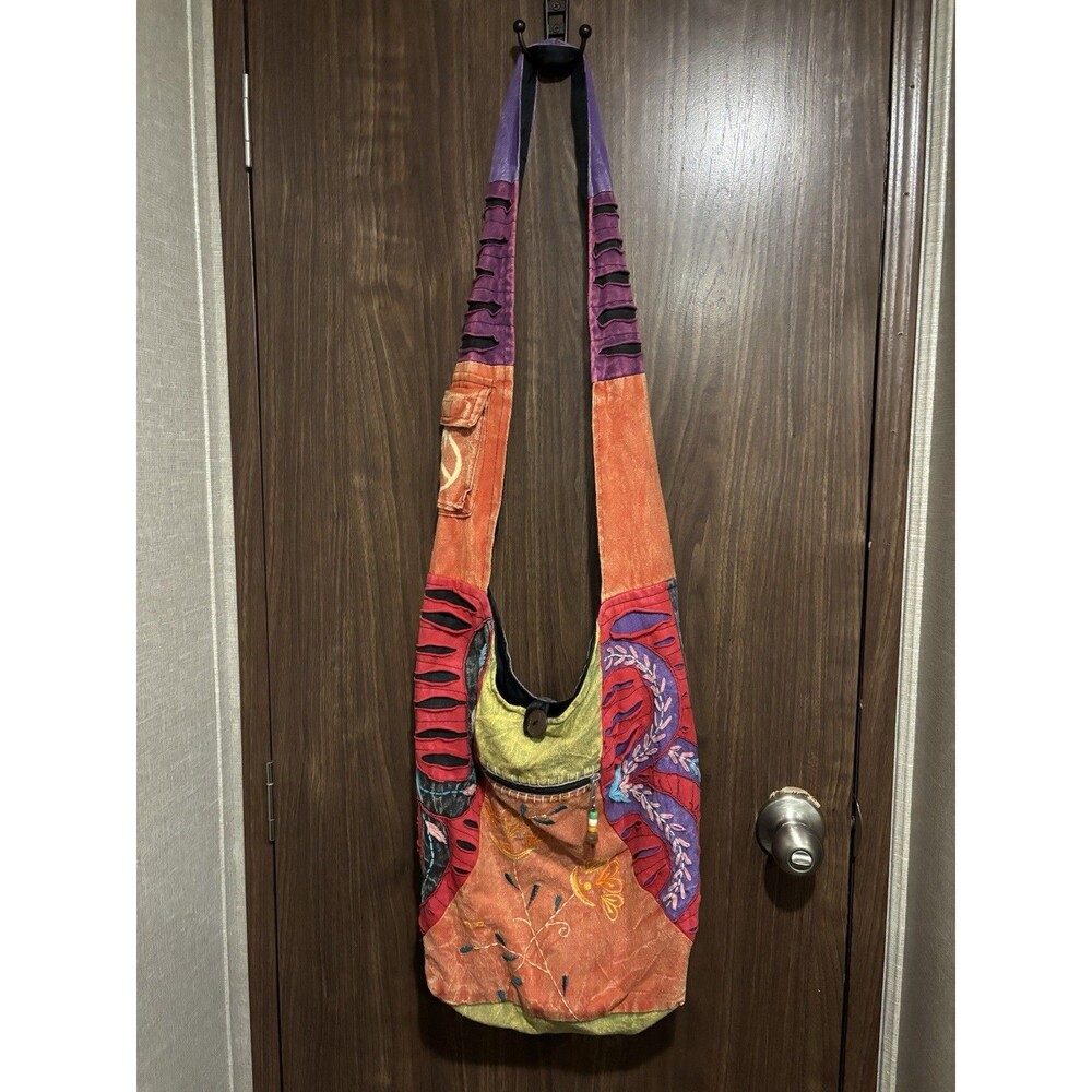 Rising International Boho Patchwork Hobo Bag Nepal Razor Cut Hippie Festival